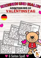 Aperçu - Feuilles d'exercices - Rechen-Mal-Blätter - Addition bis 10 (Valentinstag) Saint Valentin Additions Mathématiques Allemand - Page de couverture