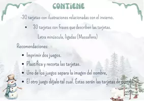 Vista previa - Refuerzo / NEE / Materiales de apoyo - INVIERNO. Tarjetas 3 partes. Montessori. Frases - página 3