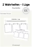 Vorschau - Arbeitsblätter - 2 Wahrheiten - 1 Lüge - Deckblatt