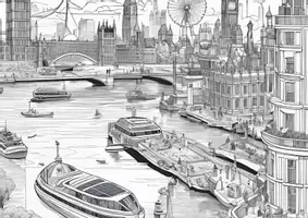 Vorschau - Mal- und Bastelvorlagen - Ausmalbild Future London - Seite 1