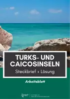 Vorschau - Arbeitsblätter - Turks- und Caicosinseln Steckbrief mit Lösung - Deckblatt