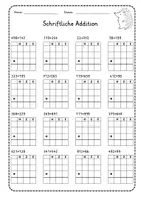 Vorschau - Arbeitsblätter - Schriftliche Addition - Übungsblätter - Seite 1