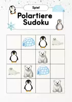Vorschau - Spiele - Polartiere Sudoku | Spiele im Winter | Kindergartenspiele - Deckblatt