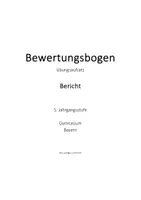 Vorschau - Prüfungsvorbereitung - Bewertungsbogen Bericht für die 5. Jahrgangsstufe - Deckblatt