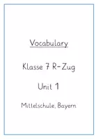 Vorschau - Arbeitsblätter - Vokabeln, Blue Line 3 R-Zug, Unit 1 - Deckblatt