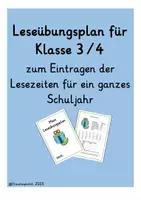 Vorschau - Arbeitsblätter - Leseübungsplan Klasse 3/4 für das ganze Schuljahr - Deckblatt