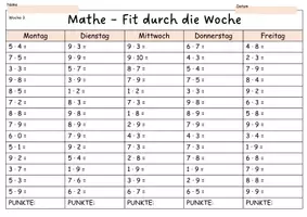 Vorschau - Arbeitsblätter - Einmaleins Kopfrechenaufgaben (Wochenplan, Freiarbeit, 1x1, Kopfrechnen für jeden Tag) - Seite 3