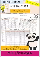 Vorschau - Arbeitsblätter - Einmaleins Kopfrechenaufgaben (Wochenplan, Freiarbeit, 1x1, Kopfrechnen für jeden Tag) - Deckblatt