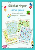 Vorschau - Spiele - #silvesterknaller23 Glücksbringer "Schau genau" - Konzentrationsspiel - Deckblatt