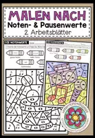 Vorschau - Arbeitsblätter - NOTEN- & PAUSENWERTE (Malen nach Noten/Pausen) - 2 Arbeitsblätter - Deckblatt