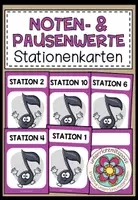 Vorschau - Stationenlernen - NOTEN- & PAUSENWERTE - Stationenkarten - Deckblatt