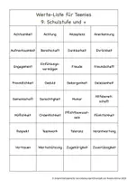 Vorschau - Unterrichtsreihen - Werteliste für Teenies 2 - Seite 1