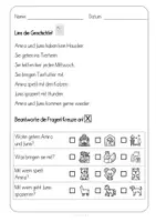Vorschau - Arbeitsblätter - Lesen, Textverständnis, Differenzierung, Amira und Junis im Tierheim, Haustiere - Seite 1