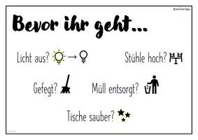 Vorschau - Poster - Bevor ihr geht... | Classroom Management | Ordnung - Seite 1