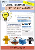 Vorschau - Arbeitsblätter - Mülltrennung und Müllverwertung AB mit Lösungen - Deckblatt