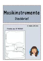Vorschau - Arbeitsblätter - Instrumentensteckbrief / Steckbrief zu Musikinstrument - Deckblatt