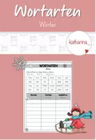 Vorschau - Arbeitsblätter - Wortarten: Winter (Nomen, Verben, Adjektive) - Deckblatt