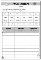 Vorschau - Arbeitsblätter - Wortarten: Winter (Nomen, Verben, Adjektive) - Seite 2