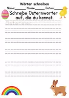 Vorschau - Arbeitsblätter - Ostern Wörter und Sätze schreiben und Silben DaZ/DaF, deutsch - Seite 1