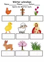 Vorschau - Arbeitsblätter - Ostern Wörter und Sätze schreiben und Silben DaZ/DaF, deutsch - Seite 2