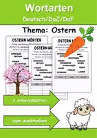 Vorschau - Arbeitsblätter - Wortarten Ostern - DaZ/DaF, Deutsch (Nomen, Verben, Adjektive) - Deckblatt