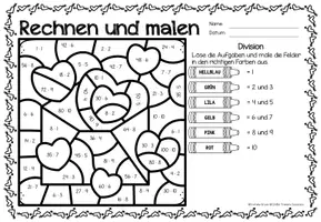 Vorschau - Arbeitsblätter - Rechen-Mal-Blätter - Division (Valentinstag) - Seite 2