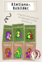 Vorschau - Stationenlernen - Stationsschilder Dino | Classroom Management - Deckblatt