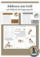 Vorschau - Arbeitsblätter - Addieren mit Geld mit Faltbuch als Gruppenpuzzle - Deckblatt