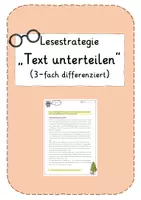 Vorschau - Arbeitsblätter - Lesestrategie: Text unterteilen (differenzierte ABs) - Deckblatt