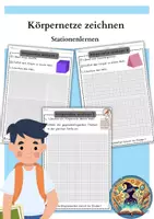 Vorschau - Arbeitsblätter - Körpernetze zeichnen - Stationenlernen - Deckblatt