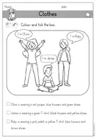 Vorschau - Mal- und Bastelvorlagen - Clothes (Kleidung) Arbeitsblatt Leseverstehen differenziert - Englisch - Seite 2