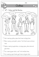 Vorschau - Mal- und Bastelvorlagen - Clothes (Kleidung) Arbeitsblatt Leseverstehen differenziert - Englisch - Seite 3