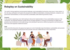 Vorschau - Arbeitsblätter - Roleplay sustainability speaking - Deckblatt