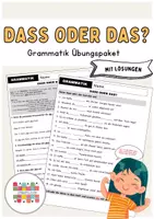 Vorschau - Arbeitsblätter - GRAMMATIK Übungspaket dass oder das? MIT LÖSUNG - Deckblatt