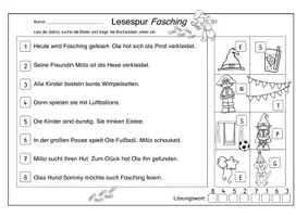 Vorschau - Arbeitsblätter - Mini-Lesespur Fasching/Karneval (3-fach differenziert) - Seite 2
