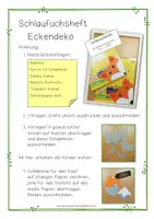 Vorschau - Mal- und Bastelvorlagen - DIY Bastelvorlage: Schlaufuchs - Eckendekoration - Seite 1