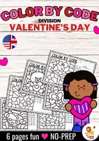 anteprima - Esercizi - Color by code - Division (Valentine's Day) | San Valentino Divisione Matematica Inglese - Pagina di copertina
