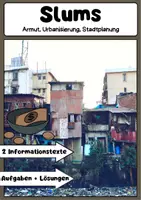 Vorschau - Arbeitsblätter - Slums Unterrichtsmaterial – Texte, Aufgaben, Armut, Urbanisierung, Stadtplanung - Deckblatt