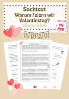 Vorschau - Text - Sachtext: Warum feiern wir Valentinstag Klasse 5/6 - Deckblatt