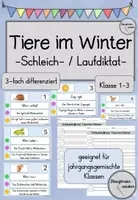 Vorschau - Arbeitsblätter - Schleichdiktat / Laufdiktat - Tiere im Winter #rabattraketen25 - Deckblatt