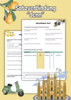 Vorschau - Arbeitsblätter - Satzverbindung mit „denn“ – zwei Hauptsätze verbinden - Deckblatt