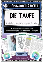 Vorschau - Unterrichtsreihen - Die Taufe - katholischer und evangelischer Religionsunterricht - 6-stündige Unterrichtsreihe - Deckblatt