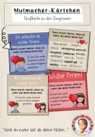 Vorschau - Mal- und Bastelvorlagen - Mutmachkarten Zeugnis | Feriengruß zum Schuljahresende - Deckblatt