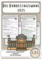 Vorschau - Arbeitsblätter - Bundestagswahl 2025 - Arbeitsblätter und Lösungen (passend zu Erklärvideo) 🗳️ - Deckblatt