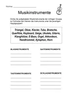 Vorschau - Arbeitsblätter - Instrumentenkunde Musikinstrumente Hauptgruppen AB - Seite 1