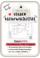 Vorschau - Arbeitsblätter - AB Kreuzworträtsel Personalformen Verben konjugieren & Lösung - Deckblatt