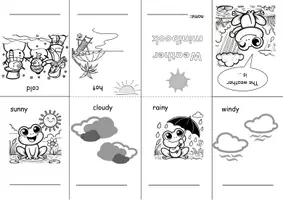 Vorschau - Mal- und Bastelvorlagen - Minibook Faltheft Weather Wetterwörter - Seite 1