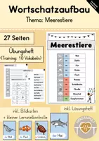 Vorschau - Arbeitsblätter - Wortschatzheft: Meerestiere (DaZ/DaF) - Deckblatt