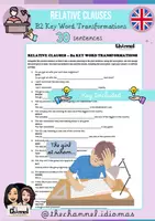 Vorschau - Arbeitsblätter - RELATIVE CLAUSES – 30 B2 Key Word Transformations - Deckblatt