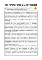 Vorschau - Arbeitsblätter - Die olympischen Winterspiele - Leseförderung - Seite 1